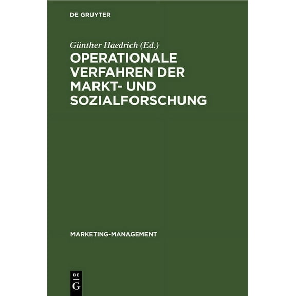 Marketing-Management Operationale Verfahren der Markt- und Sozialforschung, Book 5, (Hardcover)