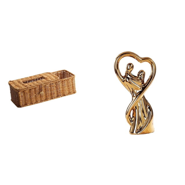 Estuche para pañuelos de escritorio,Caja de pañuelos faciales de papel retro de madera,Tapa para caja de pañuelos,porta servilletas de papel facial,Estatua de pareja,Figura de pareja,arte