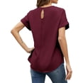 thumbnail image 3 of Short Sleeved Solid Color Women Crewneck Casual Shirt Tops, 3 of 5