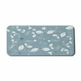 thumbnail image 1 of Floral Computer Mouse Pad, Leaves Flowers Buds Blossoms Ivy Tulips Natural Botanic Modern Artwork Image, Rectangle Non-Slip Rubber Mousepad X-Large, 35" x 15", Slate Blue White, by Ambesonne, 1 of 2