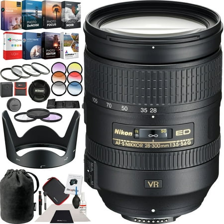 Nikon AF-S FX NIKKOR 28-300mm f/3.5-5.6G ED VR Vibration Reduction Zoom Lens 2191 with Auto Focus for Nikon DSLR Cameras Deluxe Filter Kit Accessory Pack and Photo Video Editing Software (Best Nikon Zoom Lens Fx)