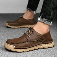 thumbnail image 5 of Mens Lace-up Loafers Fashion Casual Leather Shoes Non-slip Driving Shoes Lightweight Comfortable Walking Shoes Brown 8.5 UK, 5 of 7
