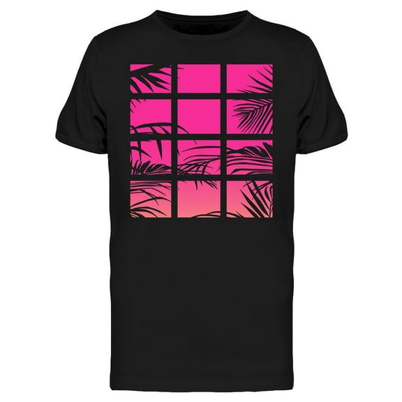 Smartprints Mens Graphic Tee - Window With Pink Neon Light - Regular Fit 100% Cotton