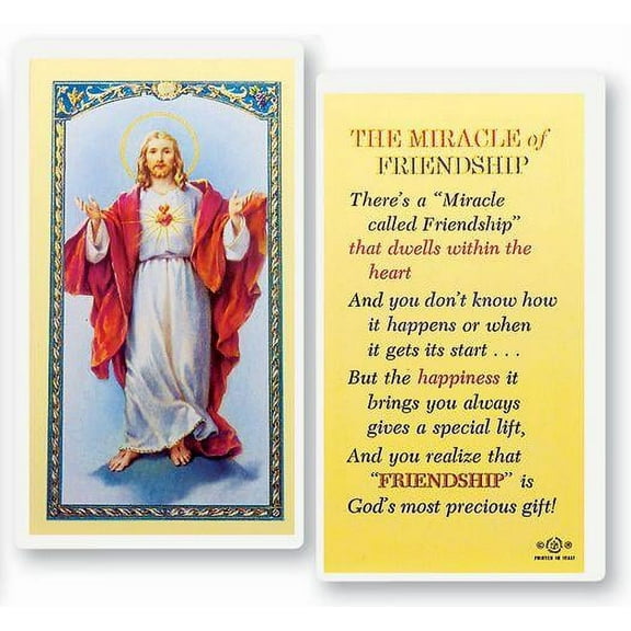 Miracle of Friendship Laminated Catholic Prayer Holy Card with Prayer on Back, Pack of 25