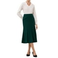 thumbnail image 2 of INSPIRE CHIC Women's Midi Mermaid Skirt Work High Elastic Waisted Fishtails Skirts M Green Blue, 2 of 5