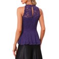 thumbnail image 3 of INSPIRE CHIC Lace Peplum Top for Women's Elegant Sweetheart Neck Sleeveless Tops L Dark Purple, 3 of 6