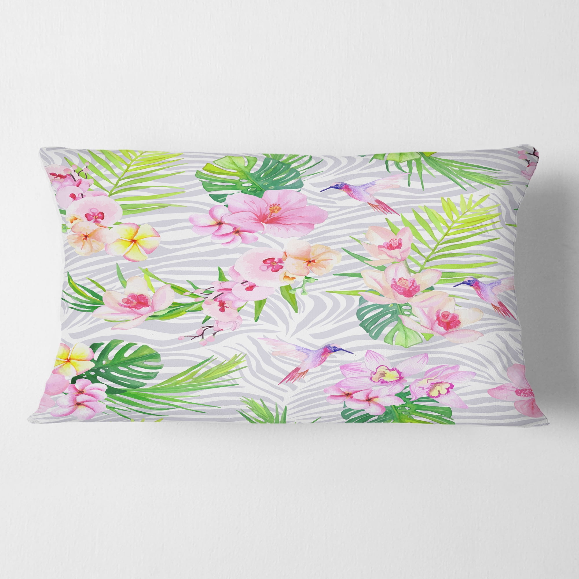 Designart Tropical Botanicals And Flowers VI' Mid-Century Modern Throw Pillow - 12x20