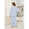 thumbnail image 3 of U2SKIIN Women's Plush Fleece Pajama Set,Soft Cozy Pajama for Women Warm Sleepwear Lounge PJS（Light Blue+white, S）, 3 of 5