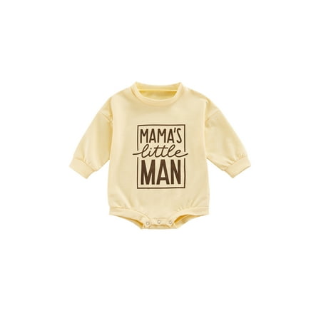 

Infant Baby Boy Girl Romper Round Neck Long Sleeve Jumpsuit Lettering Printing Ribbed Pullover Top Fall Winter Clothes