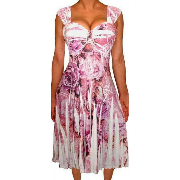 Funfash Plus Size Clothing for Women Pink Empire Waist Slimming Cocktail Dress