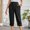 Black#3, variant on Drovellove Women's Plus Size Casual Elastic Waist Wide Leg Trousers with Pockets - Loose Fit Linen Cotton Pants for Lounging or Outdoor Activities