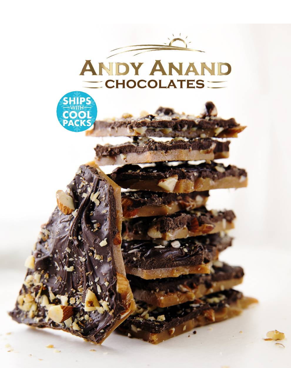 Andy Anand Dark Chocolate English Toffee with Nuts, Amazingly Delicious