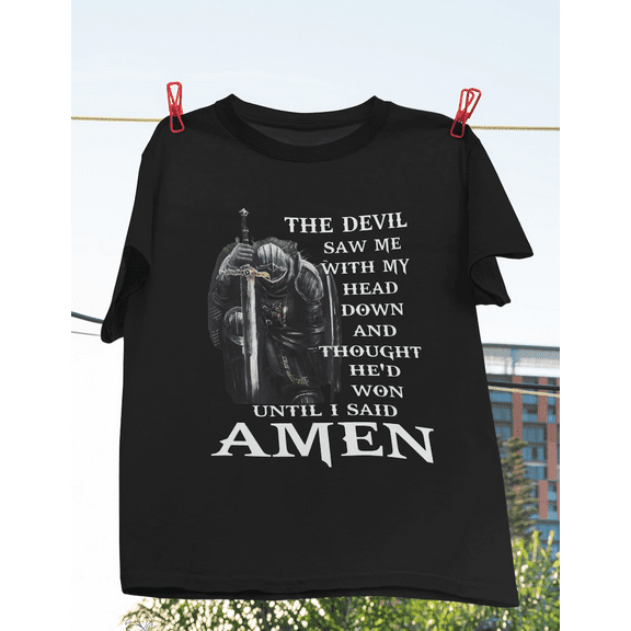 Jesus The Devil Saw Me With My Head Down Vintage T-Shirt, Amen Shirt, Devil Shirt, Head Down Shirt, Knights Templar Gift Shirt