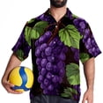 thumbnail image 4 of Grape Men's Hawaiian Shirt, Short Sleeve Printed Button Down Beach Casual Tops, Summer Spread Collar Men's Shirts, 4 of 6