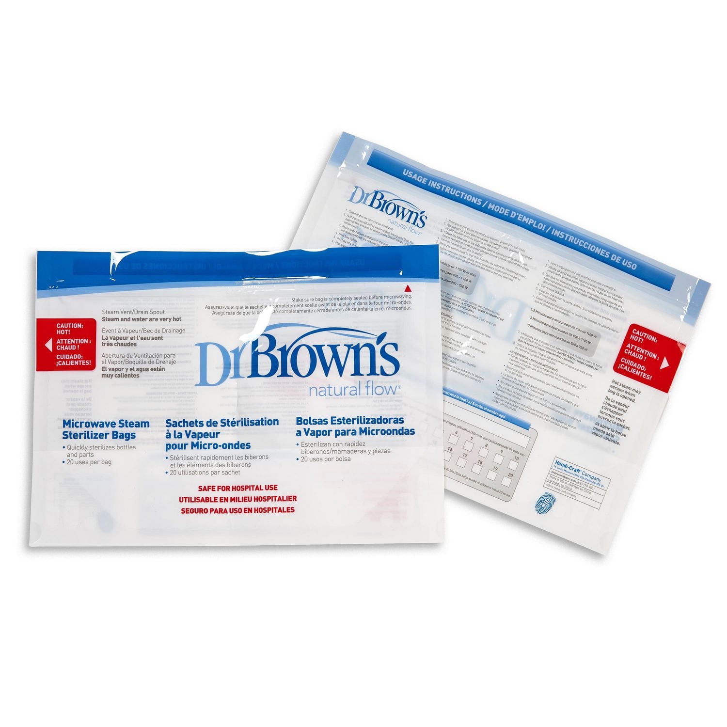 Dr. Brown's™ Microwave Steam Sterilizer Bags for Baby Bottles, Nipples, Bottle Parts, Pacifiers, Teethers and Breast Pump Parts - 5-Pack