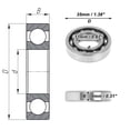 thumbnail image 4 of Unique Bargains Roulements à Billes Rainures Profondes 16003 P0 17x35x8mm Roulements Lubrifiés Type Ouvert Ton Argenté Roue de Trottinette Planche à Roulettes, 4 of 6