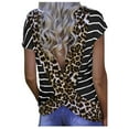 thumbnail image 2 of DPTALR Women's Round Neck Stripe Patchwork Print Short Sleeve Open Back T-Shirt Top, 2 of 7