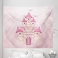 thumbnail image 1 of Castle Tapestry, Wonder Tale Cartoon Fortress Palace Cartoon Fun Illustration, Fabric Wall Hanging Decor for Bedroom Living Room Dorm, 5 Sizes, Rose and Pale Mustard, by Ambesonne, 1 of 1