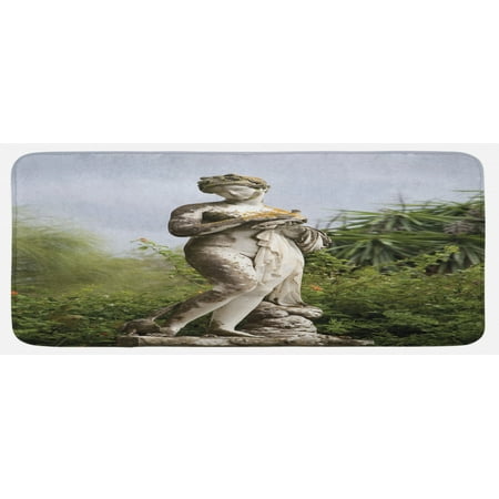 

Architecture Kitchen Mat Sculptured Greenery on the Grounds of Achillion Palace Corfu Island Plush Decorative Kitchen Mat with Non Slip Backing 47 X 19 Green Beige by Ambesonne