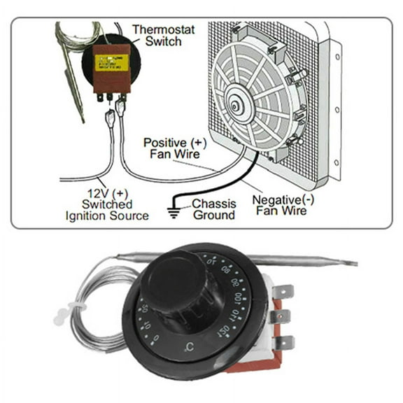 Yassdwbn Radiator Control Switch Car Cooling Radiator Fan Control Switch Universal