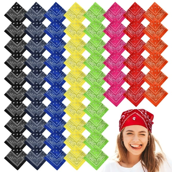 80 PCS Bandanas Bulk, 21.3 x 21.3 in, 8 Colors Paisley Bandana, Retro Handkerchiefs for Men Women, Multi-Purpose Bandanas for Face Cover, Festival Scarf, Accessories for Dance Sports Parties