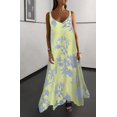 thumbnail image 5 of Women Dresses Summer Spaghetti Strap Sleeveless V Neck Sundress Boho Floral Vacation Maxi Dress Suspender Dress Yellow M, 5 of 8