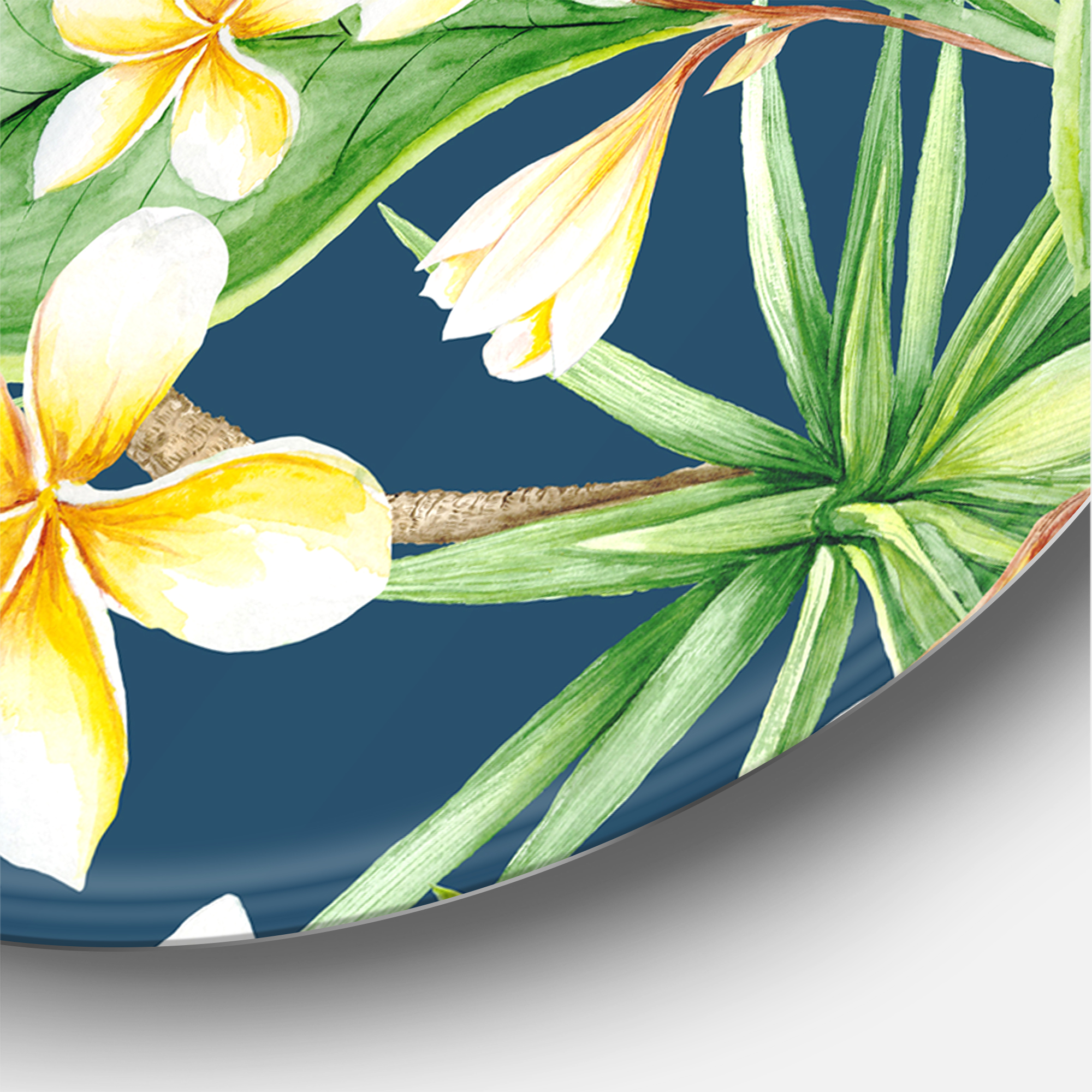 Designart 'Yellow Flowers and Tropical Foliage VIII' Modern Circle Metal Wall Art 23x23 - Disc of 23