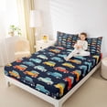 thumbnail image 4 of Manfei Cute Cartoon Car Full Size Sheets,Colorful Vehicle Bed Sheets,Black Blue Yellow Sheet Sets For Boys Kids,Microfiber Bedroom Decor,4-Piece, 4 of 7