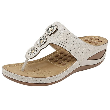 

KmaiSchai Sandals Women Sandals Summer Casual Versatile Flowers Comfortable Massage Thick Soled Comfortable Non Slip Filp Flops Wrap Around Sandals For Women 2 Strap Sandals Women Tan Sandals