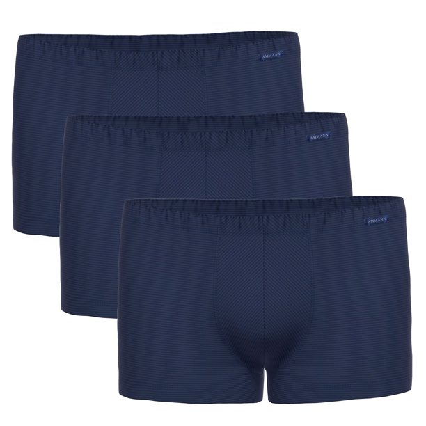 AMMANN Calzoncillos bóxer para hombre Pack de 3 - Retro Short Cotton & More, rayas tono sobre tono, mezcla de algodón Azul oscuro M (Medium)