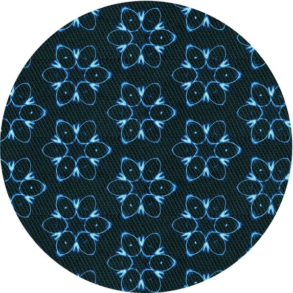 Ahgly Company Machine Washable Indoor Round Transitional Night Black Area Rugs, 5' Round