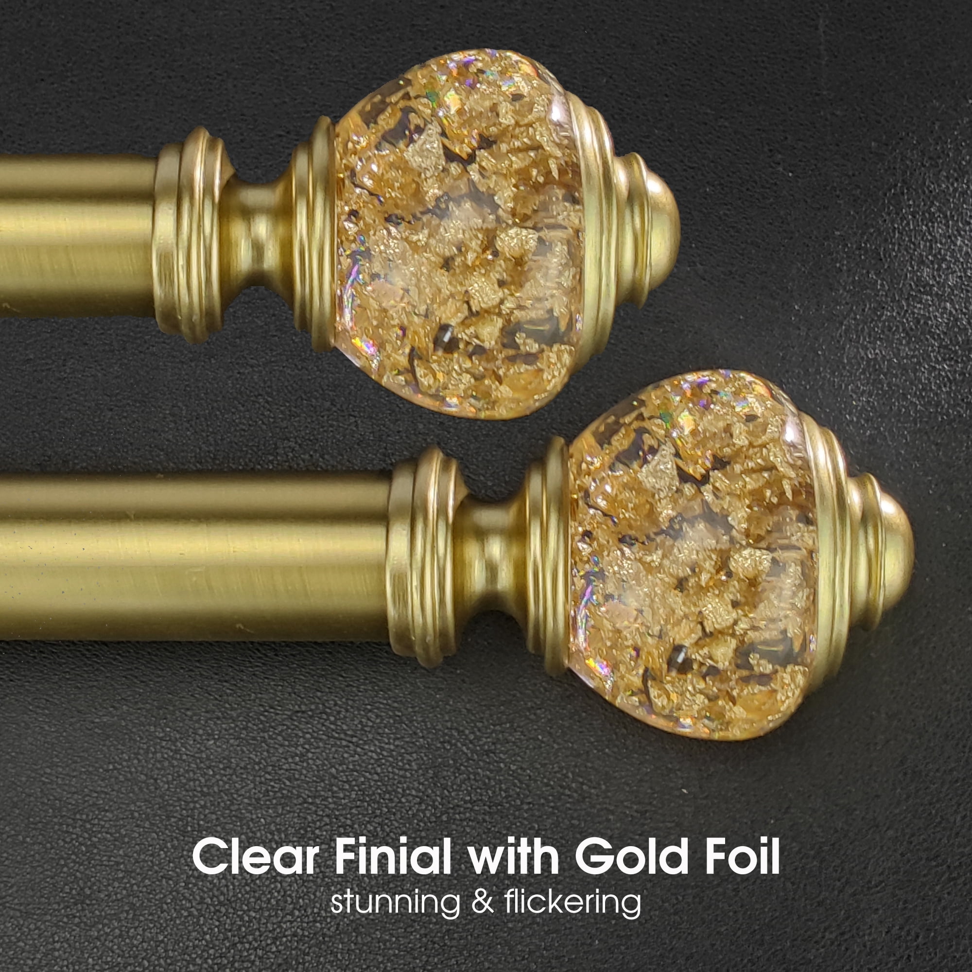 SKYPLUS LIVING Glam Luxury Single Curtain Rod, Adjustable 72-144 in, Sphere Gold Finial