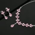 thumbnail image 5 of Juwaliy Women Bridal Jewelry Set Teardrop Crystal Necklace Earrings for Bride Bridesmaid Wedding Party Prom Gifts-Pink, 5 of 5