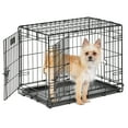 thumbnail image 3 of MidWest Homes for Pets Newly Enhanced LifeStages 24' Double Door Folding Metal Dog Crate with Divider Panel, Floor Protecting Feet, Leak-Proof Dog Pan, 1624DD, 24L x 18W x 19H Inches, Small Dog Breed, 3 of 11