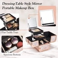 thumbnail image 3 of Caja organizadora de maquillaje Costravio Cosmetic Train Case con espejo, 3 of 7