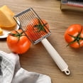thumbnail image 4 of Stainless Steel Tomato Slicer,Ergonomic Handle Multipurpose Kitchen Tool,Soft Cheese Sausage Egg Slicer,Handheld Food Cutter,Safe Easy Clean,Uniform Slicing for Home Cooking,Dishwasher Safe, 4 of 5