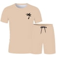 thumbnail image 5 of LEKDFST Men's 2 Piece Short Sets Graphic Print Short Sleeve T Shirts and Drawstring Shorts Clothing Set Khaki L, 5 of 5