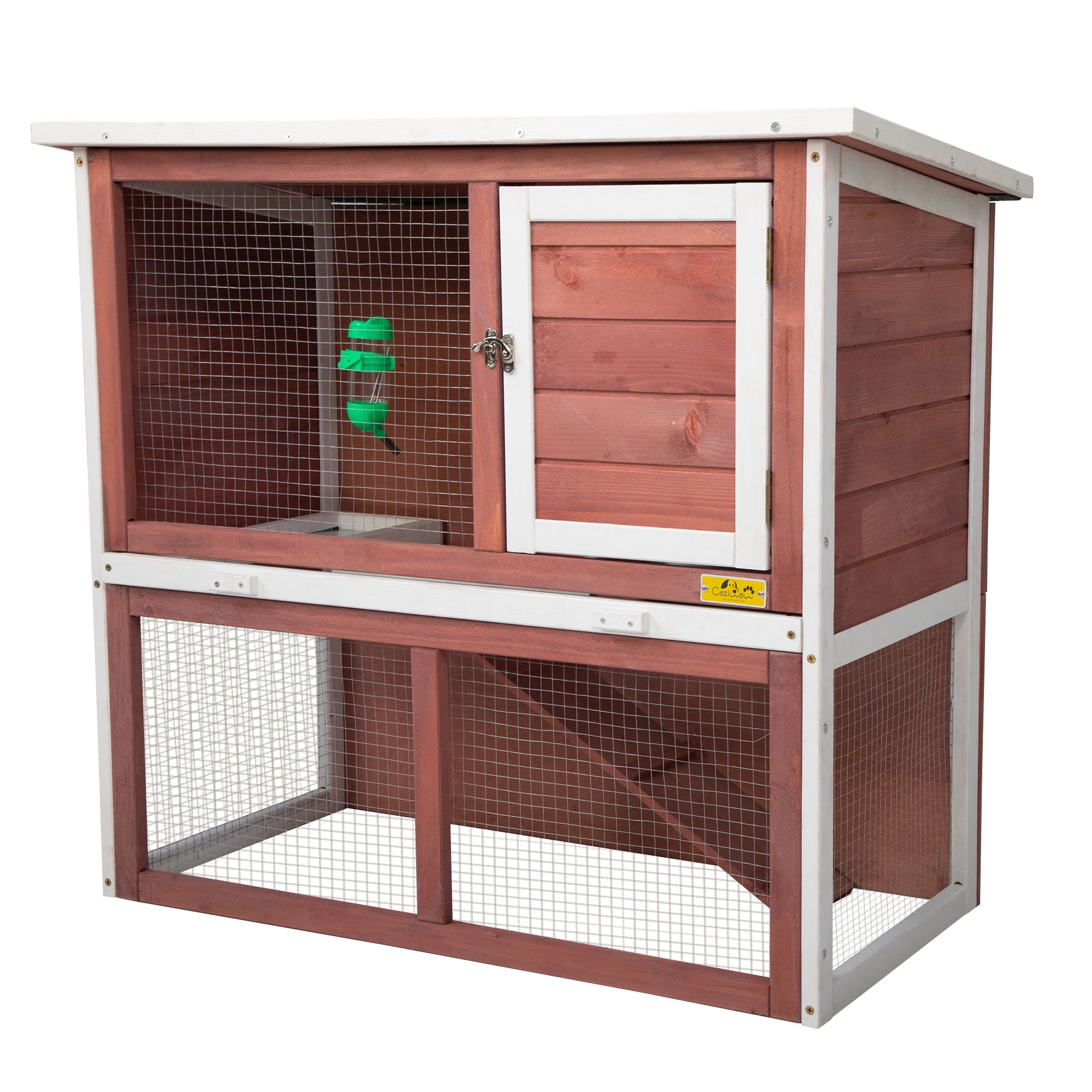 Coziwow 36" Wood Rabbit Hutch Chicken Coop 2Tier Wooden Hen House with Removable Tray for Small