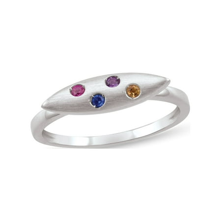 Personalized Horizontal Marquise Design Birthstone Ring in Sterling Silver by Jewlster