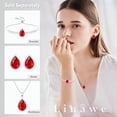 thumbnail image 5 of Linawe Red Crystal Ruby Pendant Silver Chain Necklace for Women Trendy, Imitation Diamond Boho Jewelry Set, Cubic Zirconia Birthstone Teardrop Rhinestone Preppy Necklace, 5 of 6