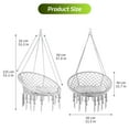 thumbnail image 3 of Macrame Hanging Swing Chairs, Hanging Cotton Rope Hammock Swing Chair for Indoor/Outdoor Home Patio Garden Back Yard，Grey, 3 of 6