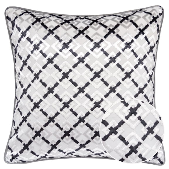 Leslie Silver Geometric Polyester 20 in. x 20 in. Throw Pillow