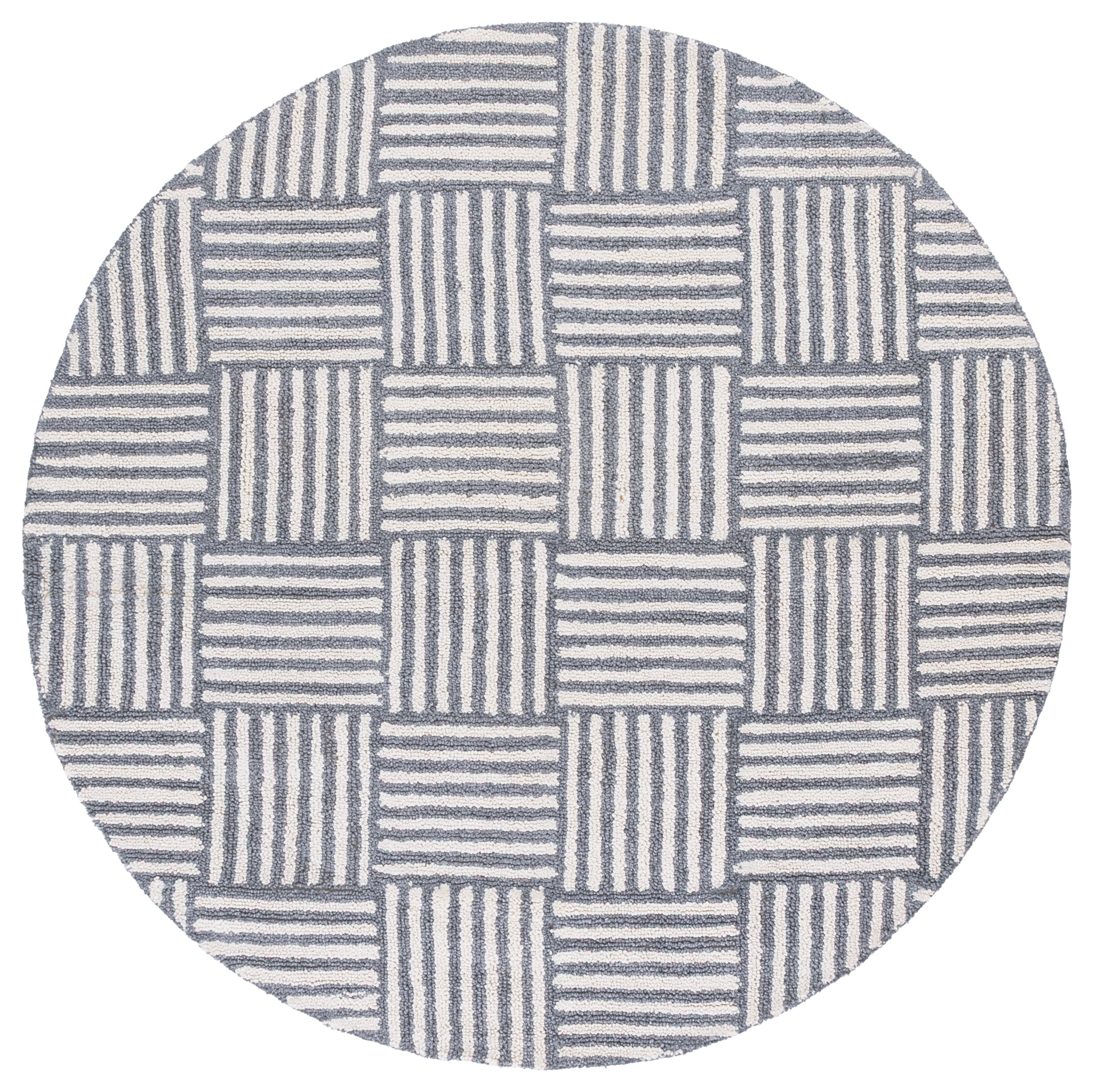 SAFAVIEH Abstract Benedict Geometric Area Rug, Ivory/Dark Gray, 6' x 6' Round