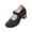 Black_007, variant on Domuza Womens Perforated Mary Jane Block Heel Shoes, Adjustable Hook-and-Loop Strap Closed Toe Breathable Casual Comfortable Walking Footwear Brown 7.5（EU-39）