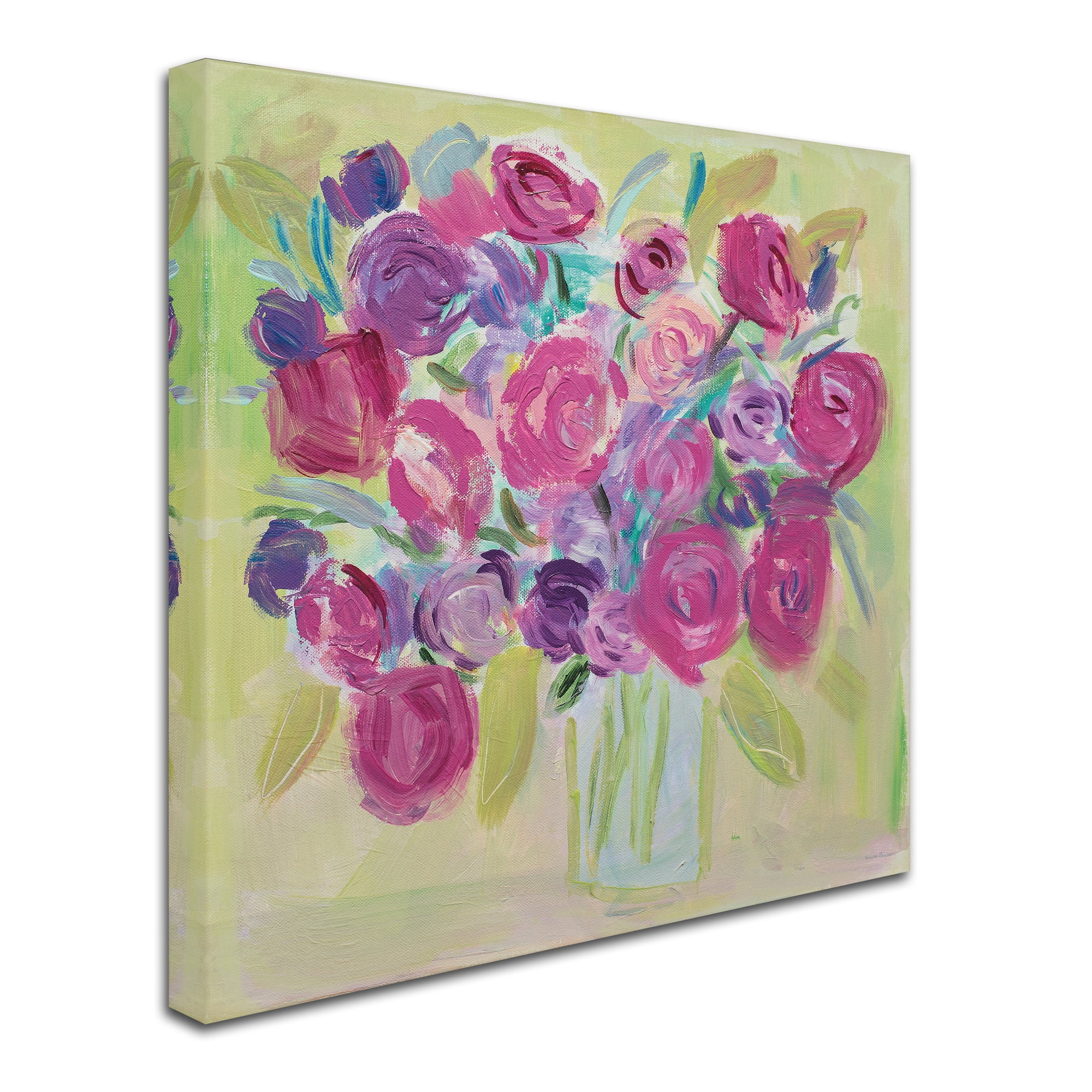 Trademark Fine Art 'Pink Roses Flower' Canvas Art by Farida Zaman