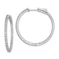thumbnail image 1 of 925 Sterling Silver 1.6mm Cubic Zirconia Cz Round Hinged Hoop Earrings In/out, 1 of 5