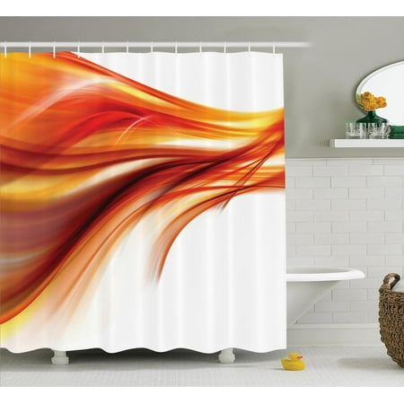 Contemporary Shower Curtains Abstract Home Decor Shower Curtain Set, Modern Contemporary Abstract Smooth Lines Blurred Smock Art Flowing Rays, Bathroom Accessories, 69W X 70L Inches, By Ambesonne ()