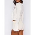 thumbnail image 6 of Women Ruffle Tie Front Cardigan Sweater Long Bell Sleeve Cropped Knit Sweater Top White S, 6 of 7