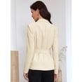 thumbnail image 3 of DARING DIVA Women's Casual Belted Notch Lapel Long Sleeve Blazer Jacket XS Apricot, 3 of 6