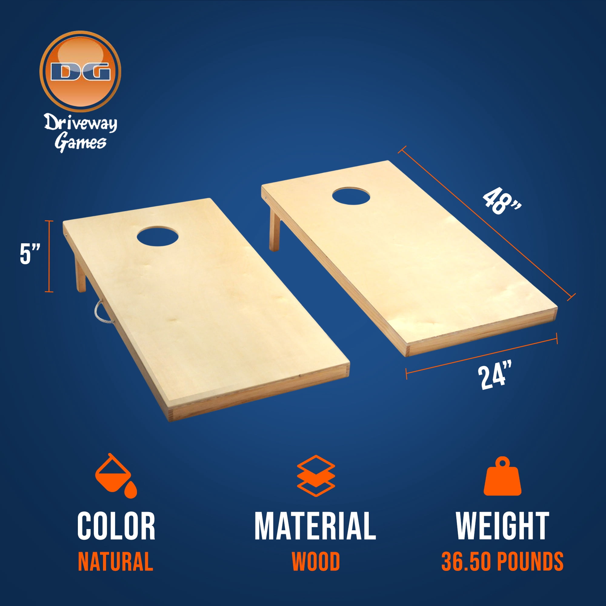 Driveway Games Regulation Size 4ft x 2ft Wood Cornhole Game w/ All Weather Bean Bags